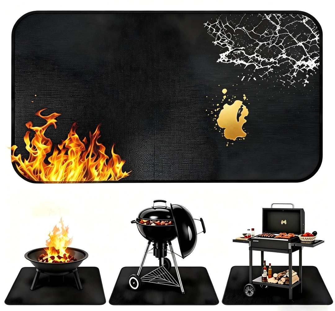 Ronsan Hitzebeständige Bodenschutzmatte 152 x 100 cm für Grill und Feuerstelle, wiederverwendbare Gr