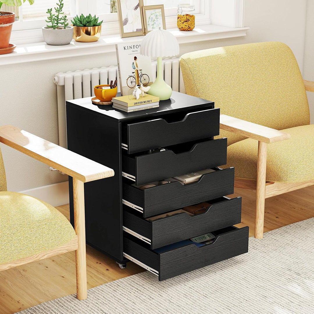 GIANTEX Aktenschrank auf Rollen, Rollcontainer mit Schubladen, mobiler Druckerständer für Home-Offic