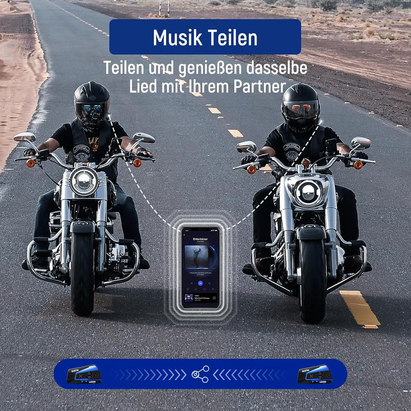 LEXIN B4FM Motorrad Intercom, Helm Headset für bis zu 10 Motorräder mit Reichweite von 2000m, DSP un