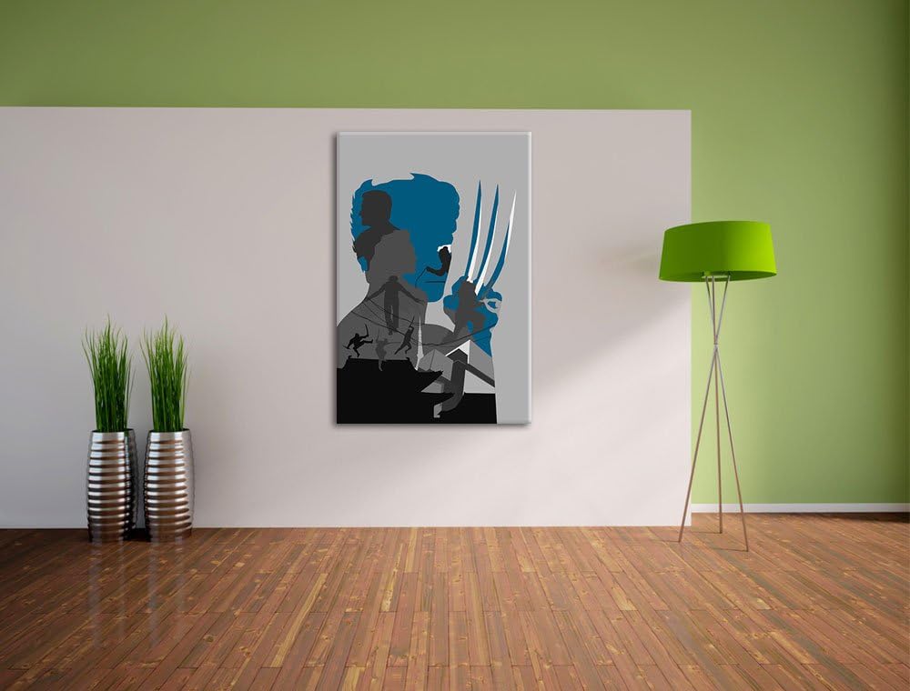 Wolverine mit ausgefahrenen Klingen schwarz/weiss Format: 100x70 auf Leinwand, XXL riesige Bilder fe
