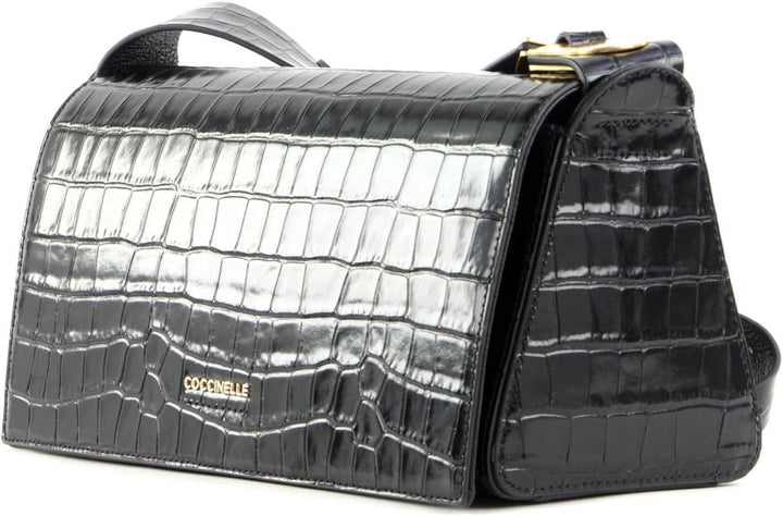 Coccinelle Josephine Croco Shoulder Bag Noir