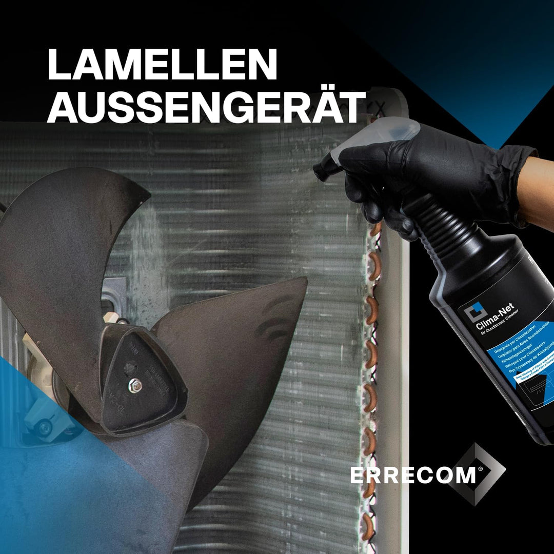 Errecom Clima-Net, Reiniger für Klimaanlagen, Filter, Lamellen und Aussengeräte, 1L Clima Net, Clima