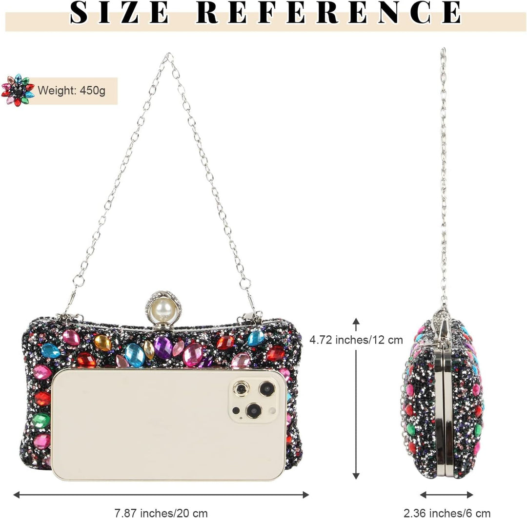 Freiesoldaten Damen Strass Abendtasche Mehrfarbig Blendend Kristall Unterarmtasche Party Braut Hochz