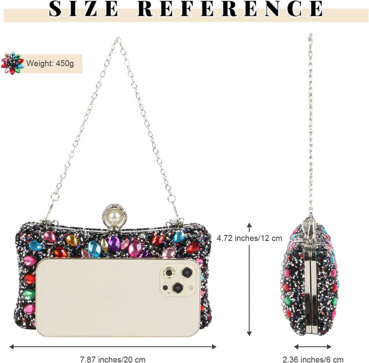 Freiesoldaten Damen Strass Abendtasche Mehrfarbig Blendend Kristall Unterarmtasche Party Braut Hochz