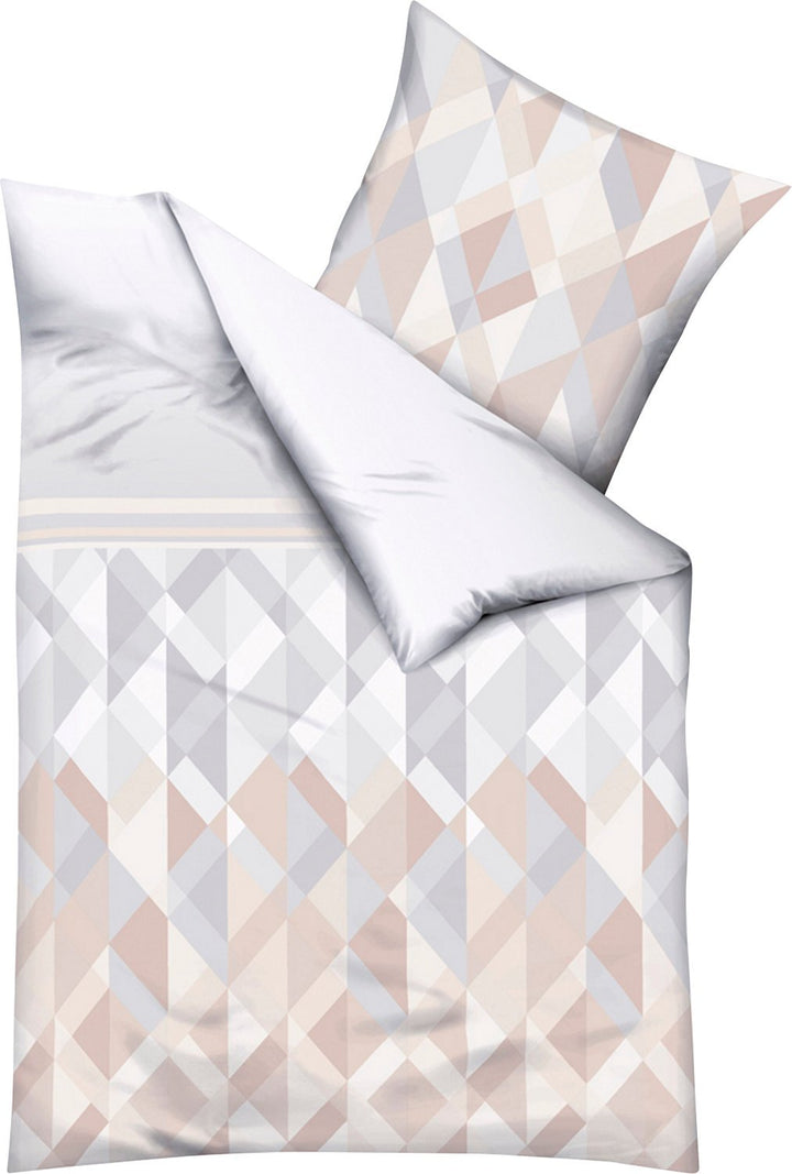 Kaeppel Sweet Home Mako Satin Bettwäsche Expression Grösse 155x220+80x80 cm Farbe Stein 155x220 cm +