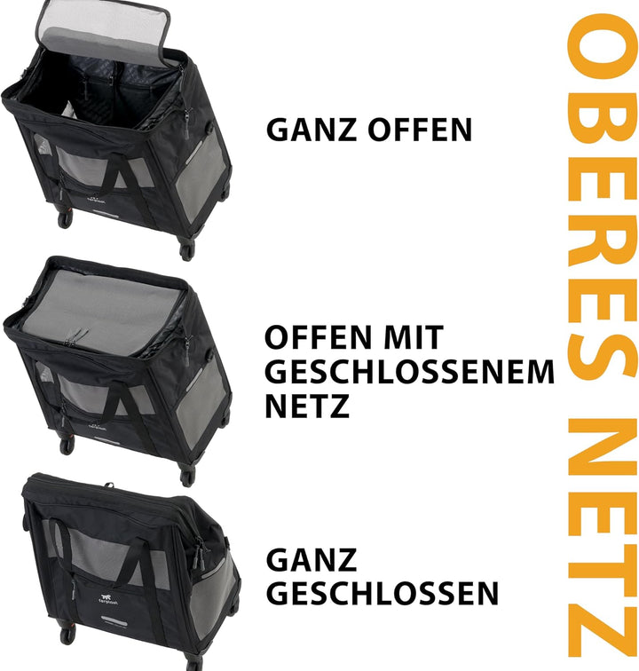 Ferplast Hundebox Voyager Trolley, Transportbox Katze, Hundetasche, ausziehbarer Griff, verstellbare