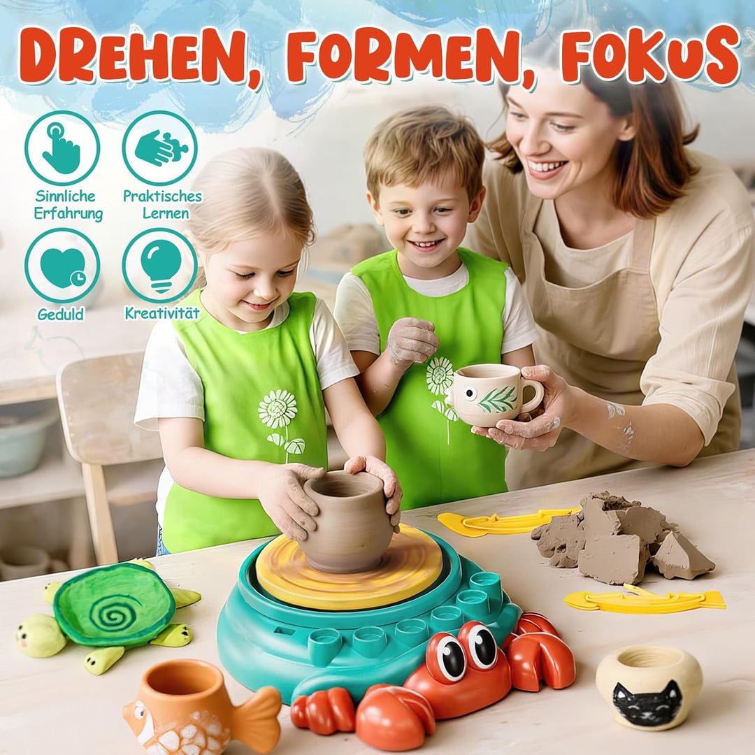 Lehoo Castle Töpferscheibe für Kinder, komplettes Töpfer- und Bastelset für Kinder von 8 bis 12 Jahr
