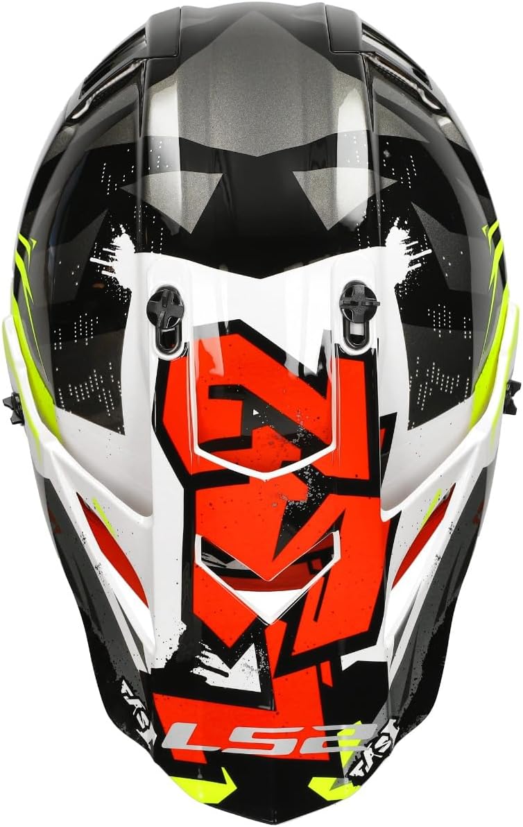 LS2 Helm Fast EVO Crusher MX437 Glans zwart / Rood maat M | Geen Vizier | Rollerhelme | Doppelring |