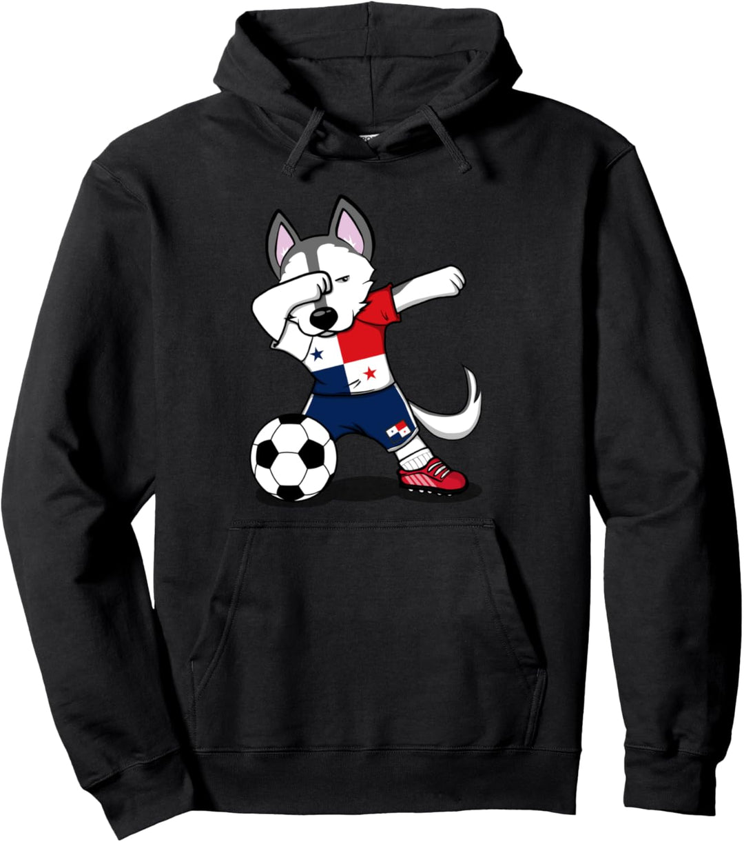 Tupfen Husky Dog Panama Fussball - Panamaische Flagge Pullover Hoodie