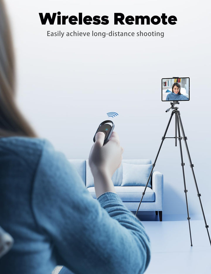 Handy Stativ, Lusweimi 153 cm Stativ für iPad und iPhone mit drahtloser Fernbedienung, Kamera Stativ