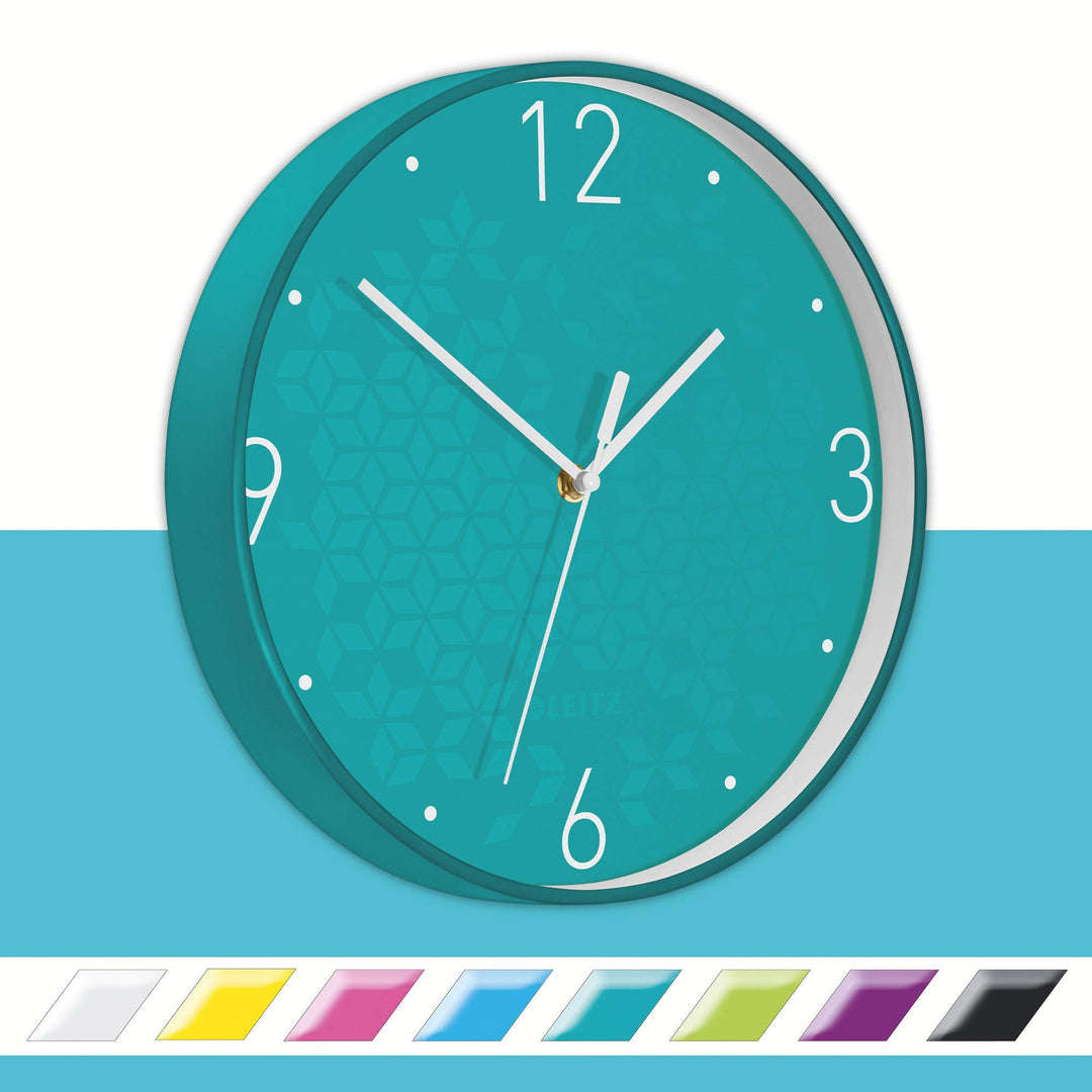 Leitz Wanduhr WOW, Eisblau, 32.5 x 31.1 cm WOW Eisblau, WOW Eisblau
