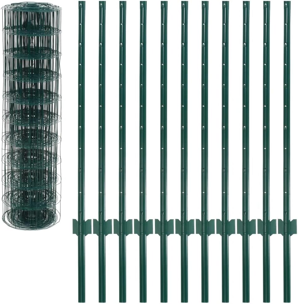 HOMIUSE Metallzaun Stahl 20x1 m Grün Gartenzaun Metall Zaun für Hunde Drahtgitter Gartenzaun Sichtsc