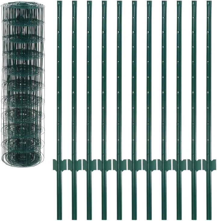 HOMIUSE Metallzaun Stahl 20x1 m Grün Gartenzaun Metall Zaun für Hunde Drahtgitter Gartenzaun Sichtsc