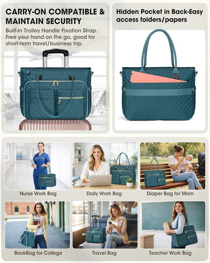 RAINSMORE Lehrertasche 15.6 Zoll Laptoptasche Aktentasche Damen | Arbeitstasche Gross mit Isolierter