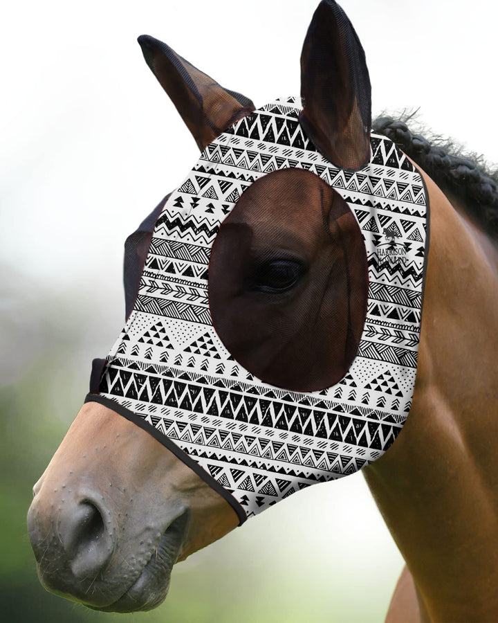Harrison Howard Super Comfort Stretchy Fly Mask Large Eye Space with UV Protection Soft on Skin with