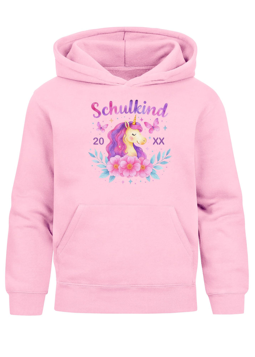 SpecialMe® Kinder Hoodie Mädchen Schulkind 2026 Einhorn Blumen Einschulung Geschenke mit Einschulung