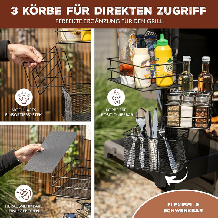 eluno 5-in-1 Grillzubehör-Organizer, Grill-Caddy inklusive Utensilienhaltern, Körben, Hakenleiste un