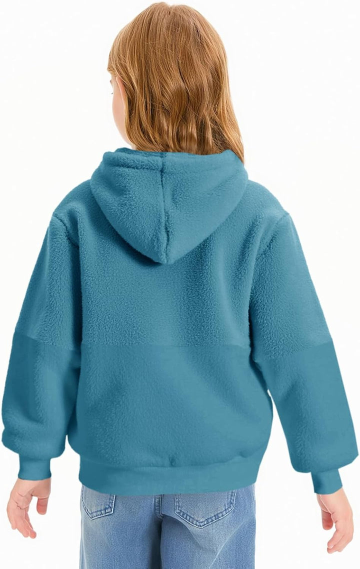 Imily Bela Kinder Mädchen Kapuzenpullover Fleece Hoodies Sherpa Pullover Teddy Sweatshirt Langarm Pu