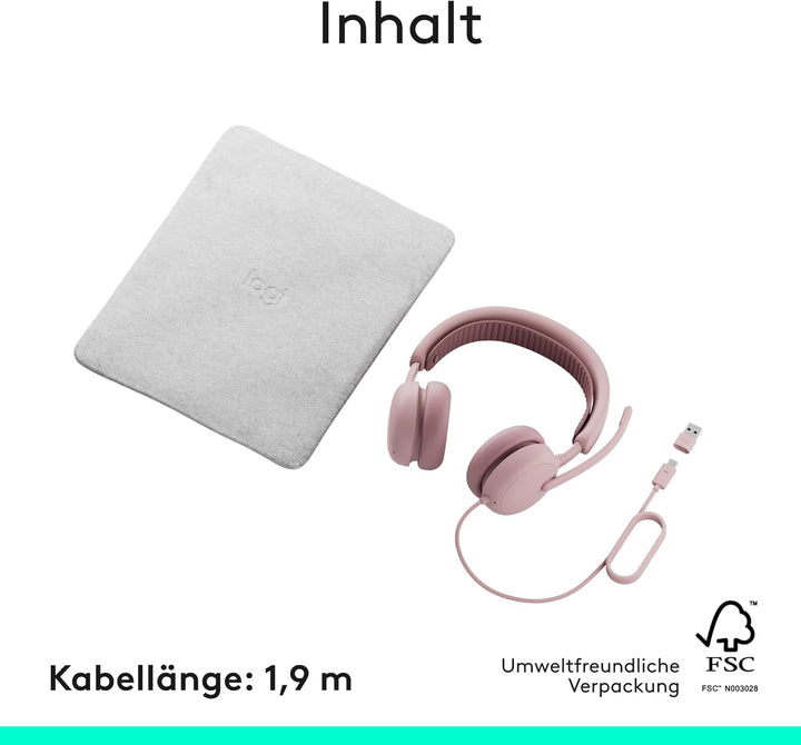 Logitech Zone Wired 2 – Headset mit Geräuschunterdrückung und Adaptive Hybrid-ANC, USB-C mit USB-A-A