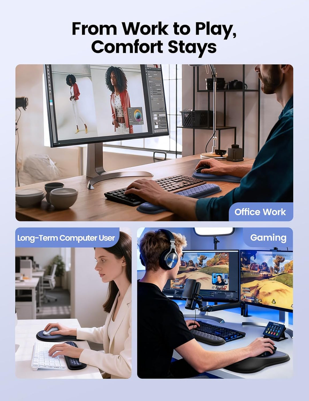 meatanty Ergonomisches Mauspad mit Gelkissen [Schmerzlinderung] [Gesunde Haltung] [Memory-Schaum] [H