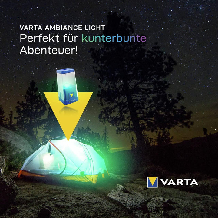 VARTA Campinglampe LED, Outdoor Ambiance L20 Camping Laterne mit Dimmfunktion und verschiedenen Farb