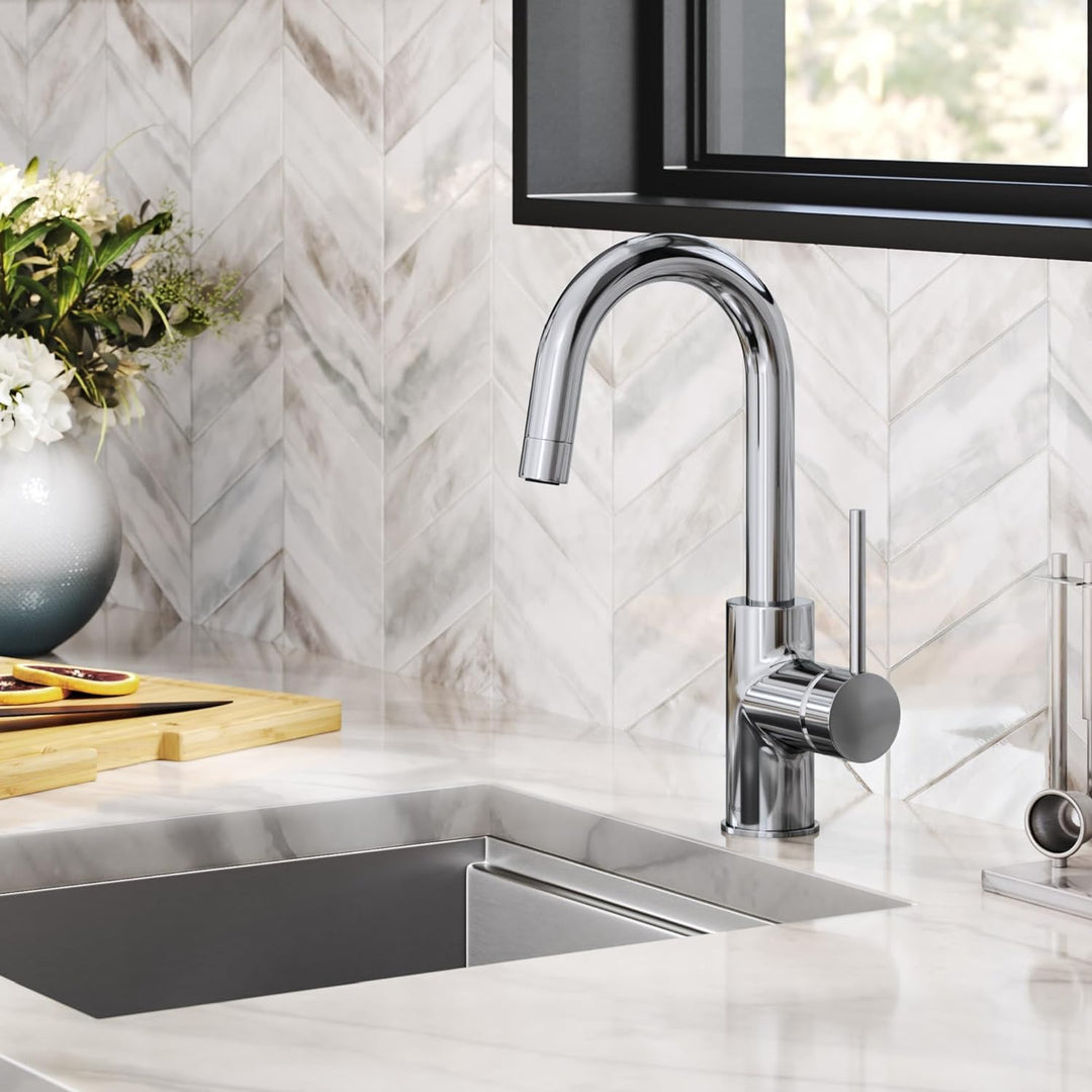 Kraus KPF-2600CH Modern Mateo-Einhebel-Küchenarmatur, Chrom Chrom Einheitsgrösse Bar-Wasserhahn, Chr