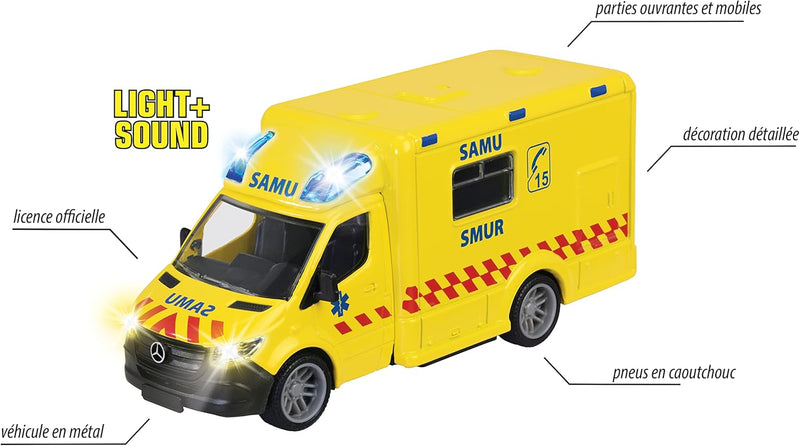 Majorette - Grand Series Mercedes Ambulance 15 cm (Massstab 1:43) Geräusche und Lichter ab 3 Jahren