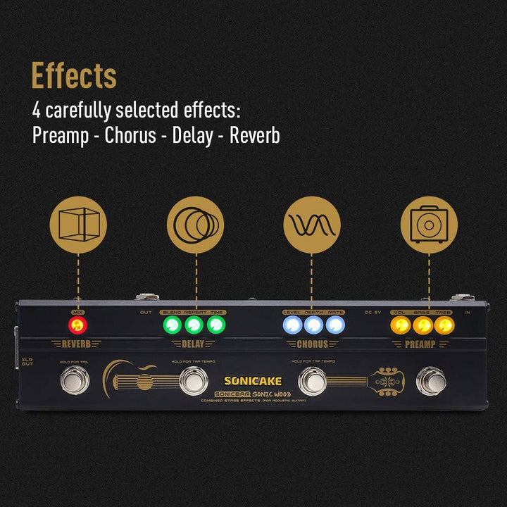SONICAKE Multi Effektpedal Gitarre Akustikgitarre DI Box Multi Effektpedal Preamp Chorus Delay Rever