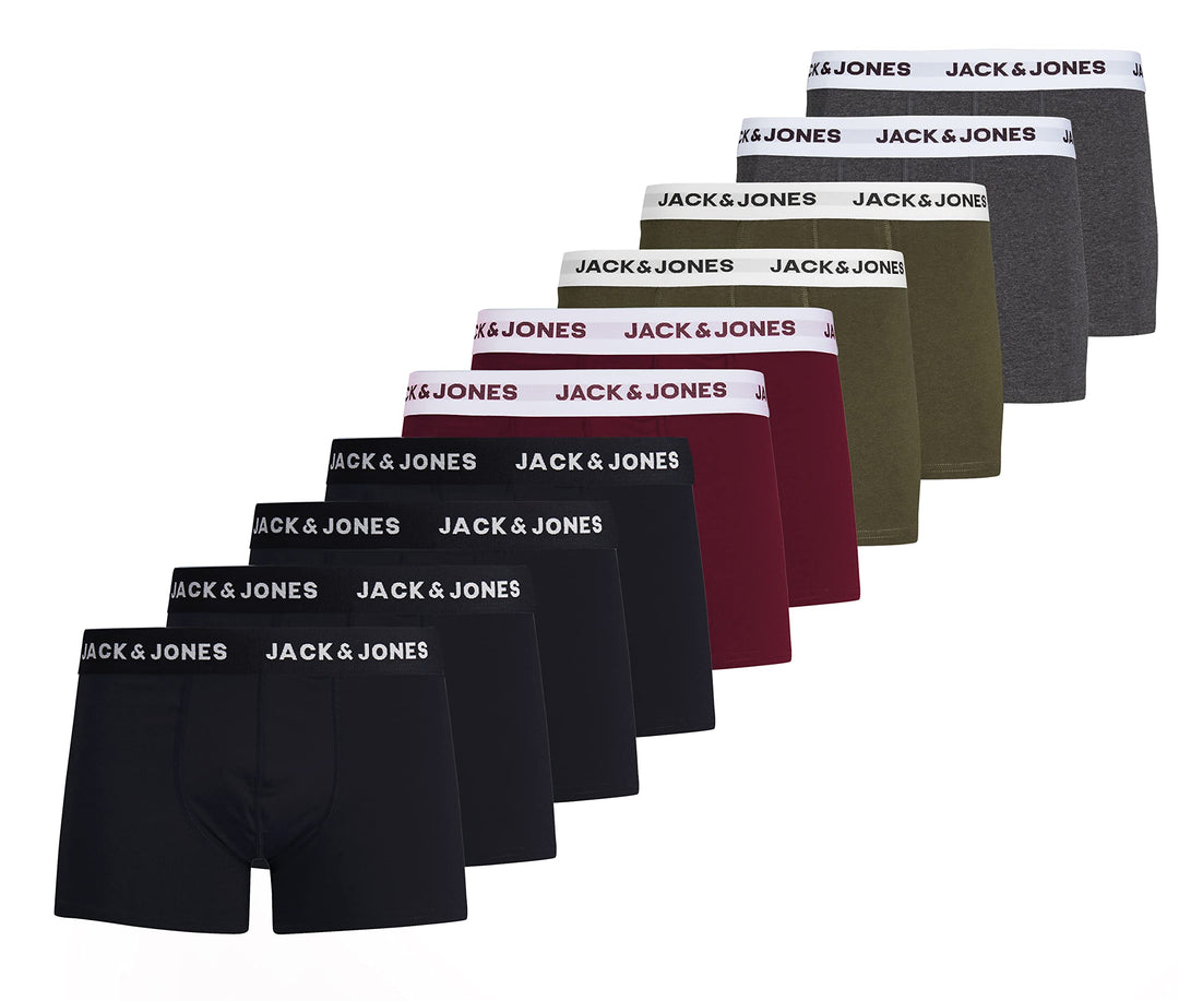 JACK & JONES Male Boxershorts 10er-Pack Boxershorts M 4x Schwarz, 2x Port Royale, 2 Ivy Green, 2x Da