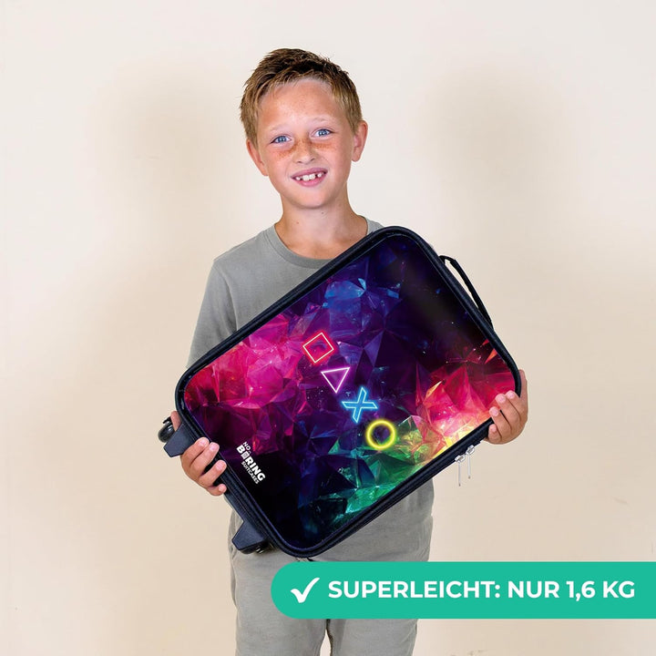 NoBoringSuitcases.com® Kinderkoffer Klein Reise Trolley 48x31x19 cm Rollkoffer Kleiner Kinder Koffer