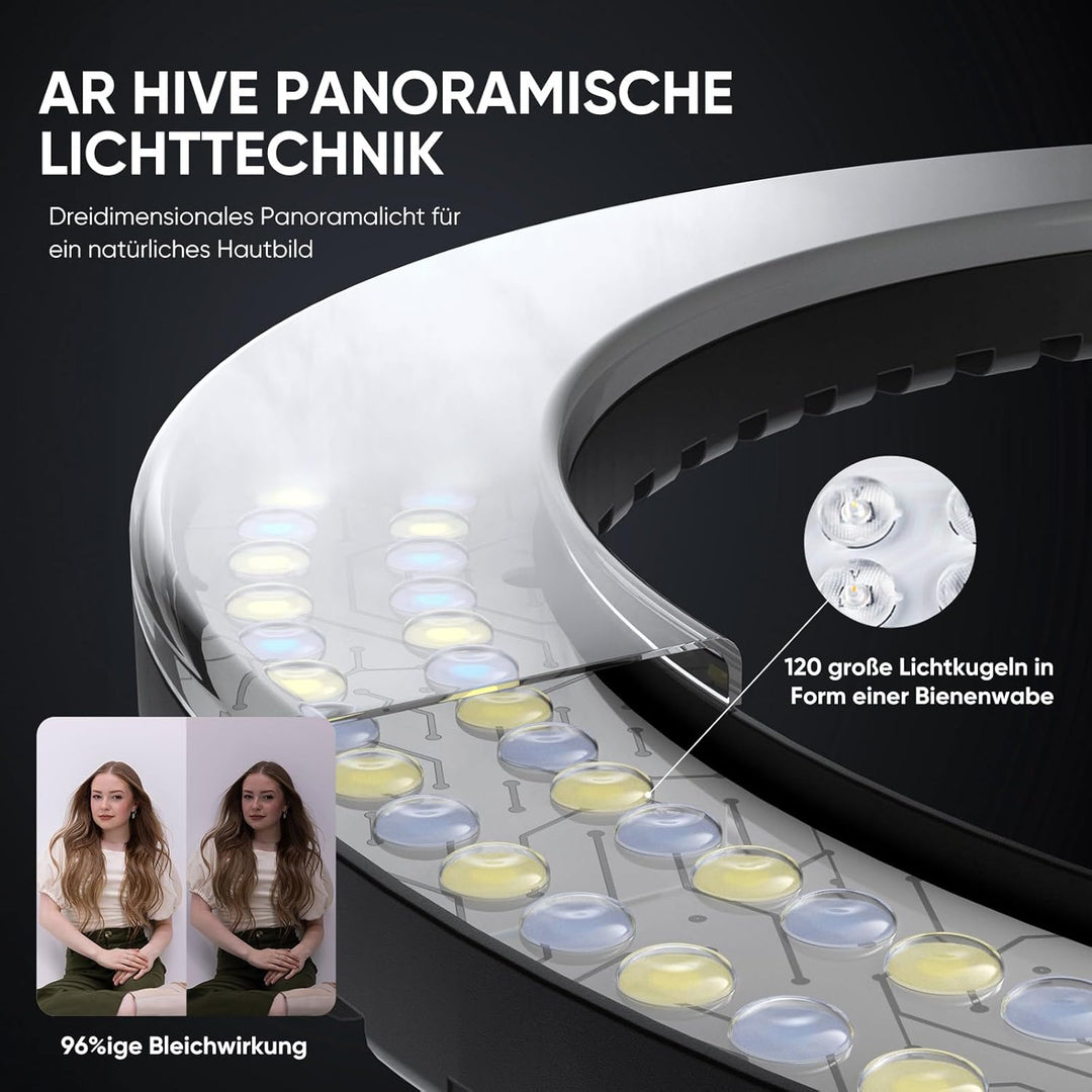 KOSCHEAL 18 Zoll Ringlicht mit Ständer, 3000-6500K Einstellbares LED licht mit Mikrofon und Soundkar