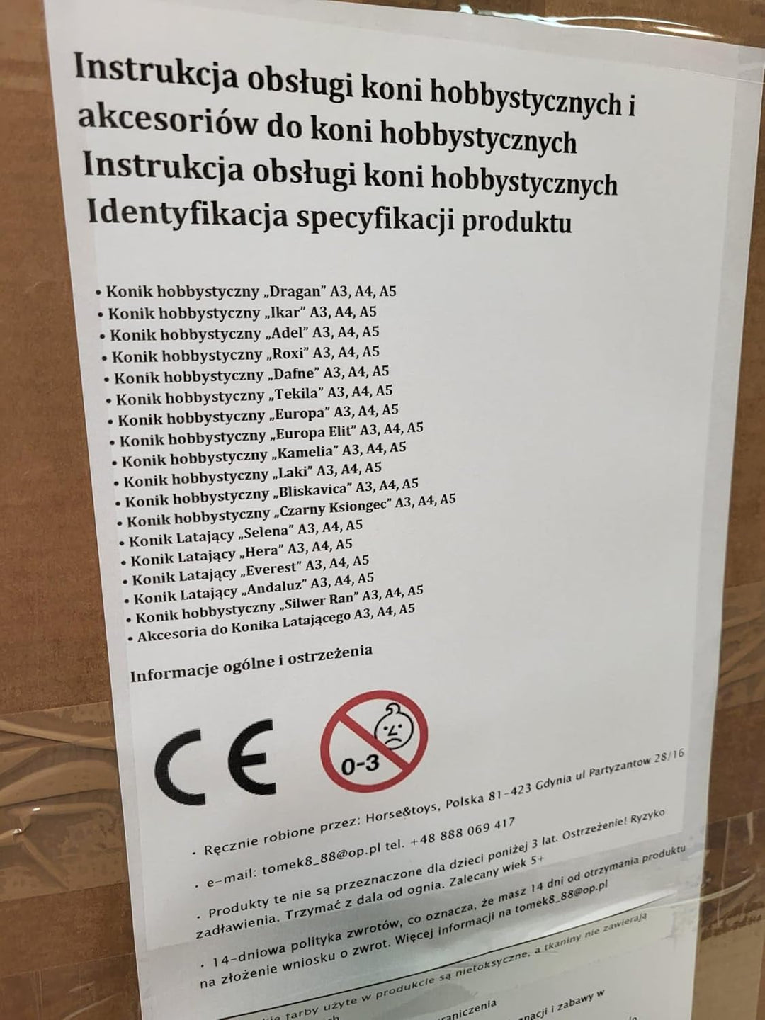 Steckenpferd A4 (Pferd auf einem Stock) Hobby Horse A4 komplett mit Kantar wie auf dem Foto (pomarań