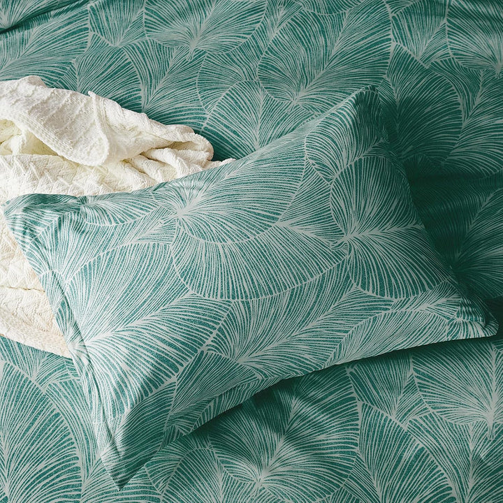 Jemiipee Blumen Bettwäsche-Set mit Tropische Palmblätter Muster, 1 x Bettbezug 200x200 cm mit 2 x Ki