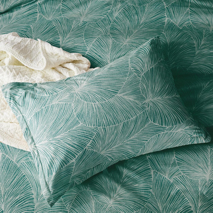 Jemiipee Blumen Bettwäsche-Set mit Tropische Palmblätter Muster, 1 x Bettbezug 200x220 cm mit 2 x Ki
