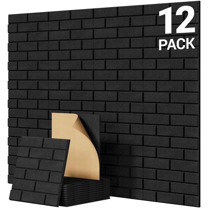 TONOR Ziegeltyp Akustikpaneele selbstklebend, 12 St.30x30x0,9cm Schalldämmung Schallschutzplatten, W