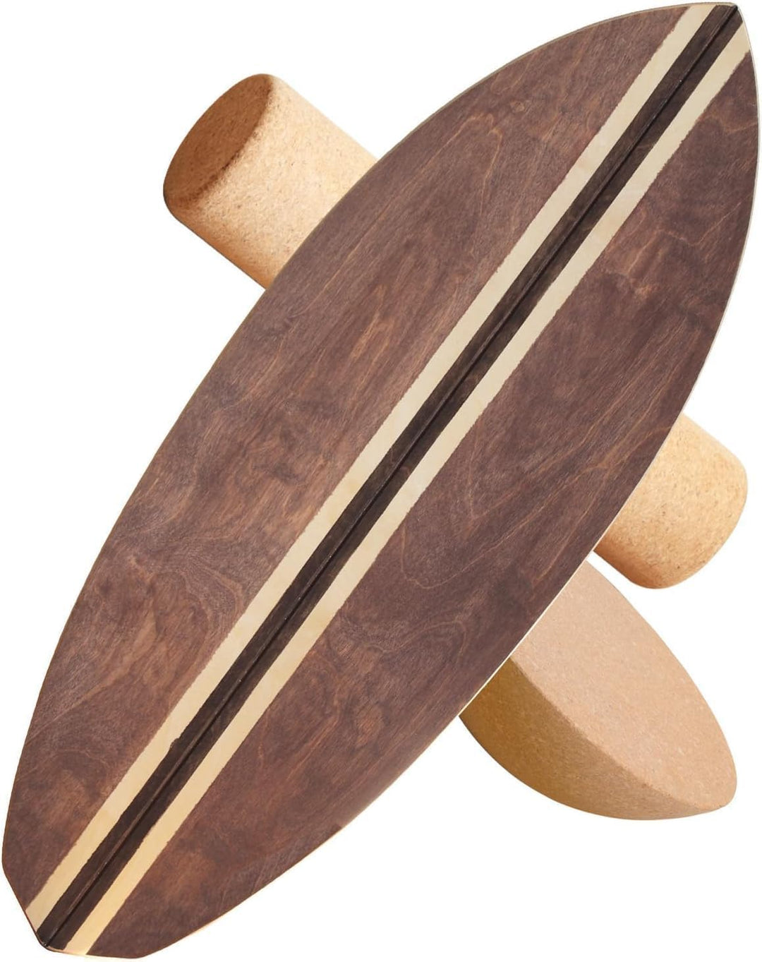 Holz Balance Board mit Rolle &amp; Halbkugel - Balancierbrett für Gleichgewichtstraining - Erwachsene -