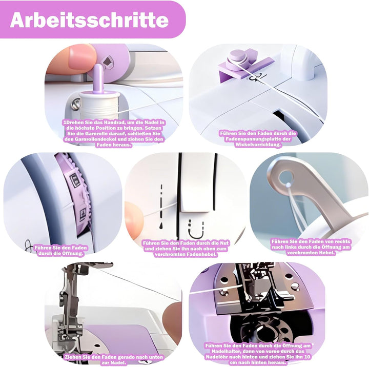 Portable Nähmaschine mit Anschiebetisch für Anfänger Tragbare Elektrische Nähmaschine mit LED-Licht