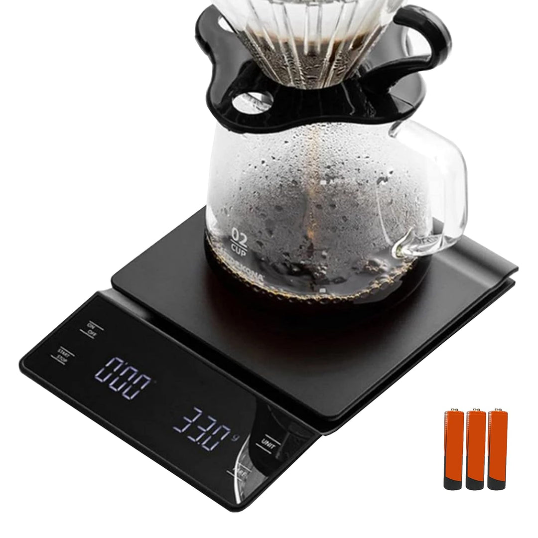 Nilpferd Digitale Kaffeewaage mit Timer, hohe Präzision 0,1g/3 kg, Espressowaage mit LED-Touchscreen