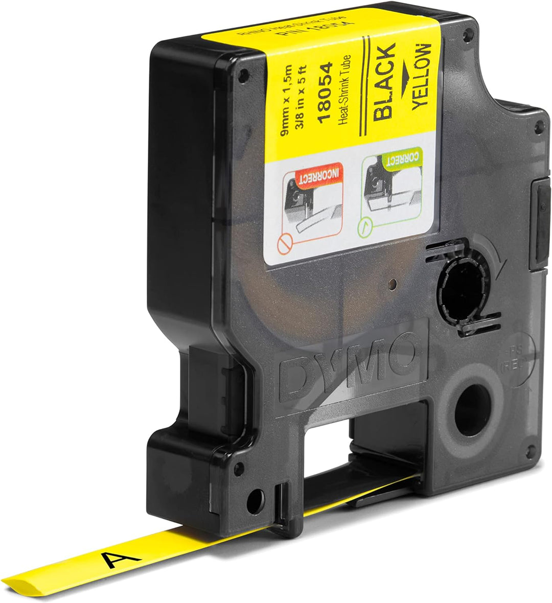 DYMO Rhino Industrie Schrumpfschlauch-Kabeletiketten | 9 mm, 1,5 m | Schwarz auf gelb | für DYMO Rhi