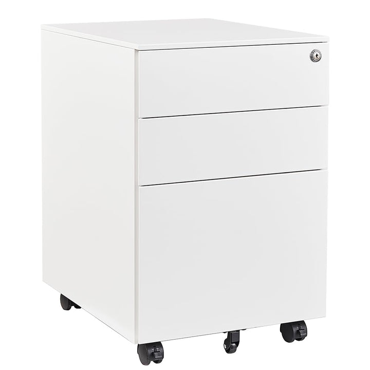 Rollcontainer mit 3 Schubladen Aktenschrank Büroschrank Bürokommode abschliessbarer Bürocontainer Fi