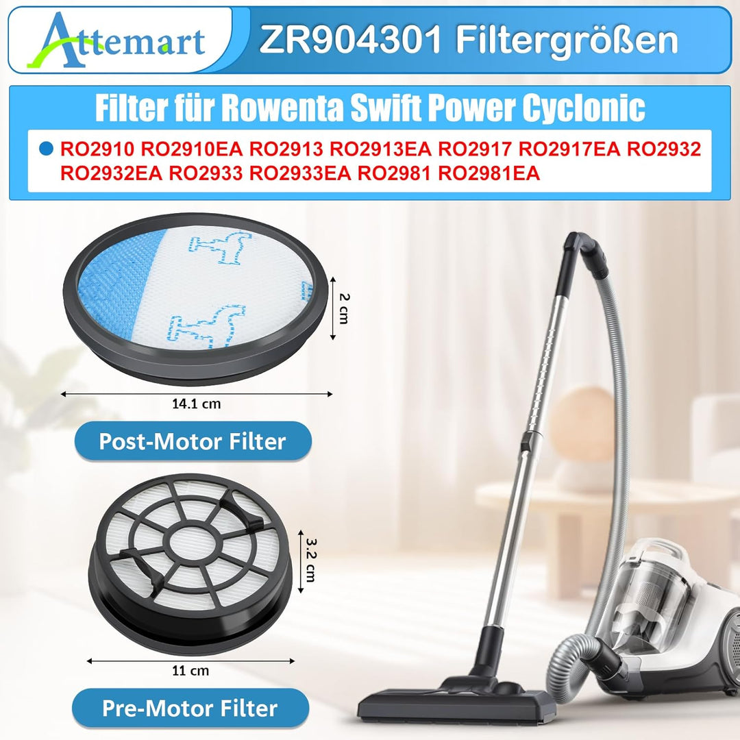RO2917 Filter für Rowenta Swift Power Cyclonic RO2917EA RO2910EA RO2913EA RO2932EA Staubsauger Ersat