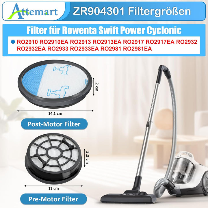 RO2917 Filter für Rowenta Swift Power Cyclonic RO2917EA RO2910EA RO2913EA RO2932EA Staubsauger Ersat