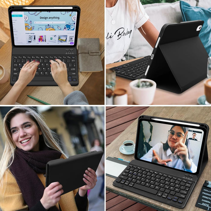 Hülle mit Tastatur für Ipad A16 11 Generation 2025/10 Generation 2022 (10,9/11 Zoll) - QWERTZ Layout