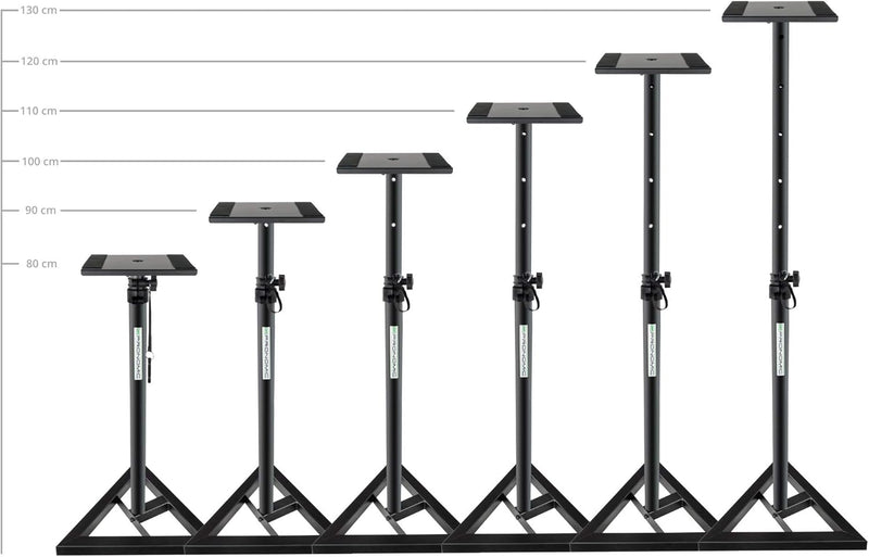 Pronomic 2X SLS-10 Stativ für Studio Monitor Ständer (verstellbar 80cm bis 130cm, Dreiecksbasis, Gum