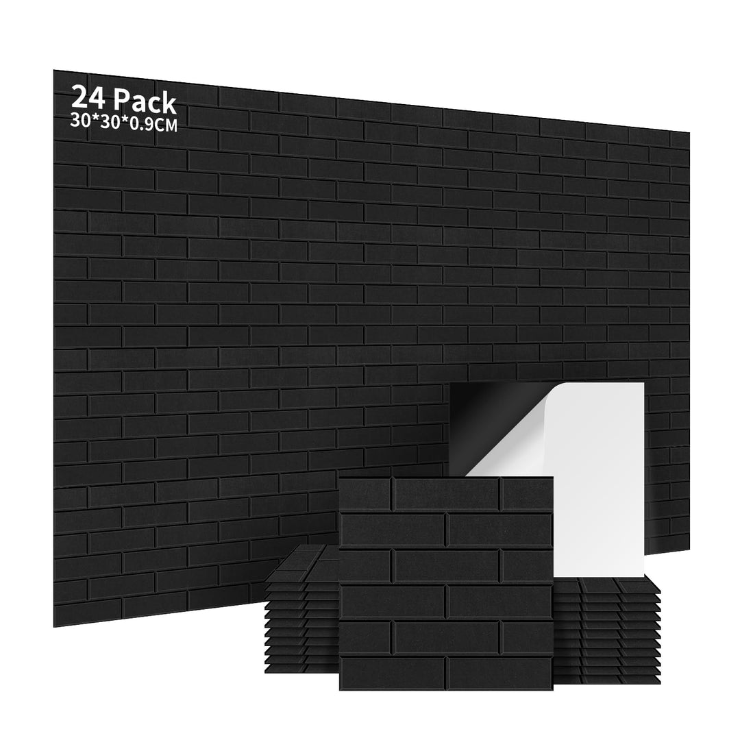 Akustikplatten selbstklebend 24 Stück, 30x30x0.9cm Akustikpaneele Wandpaneele, Akustische Behandlung