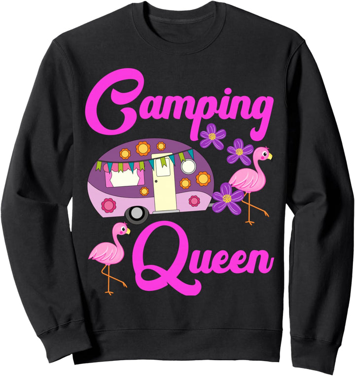 Camping Queen Camper Lady Flamingo Wohnwagen Abenteuer Reise Sweatshirt