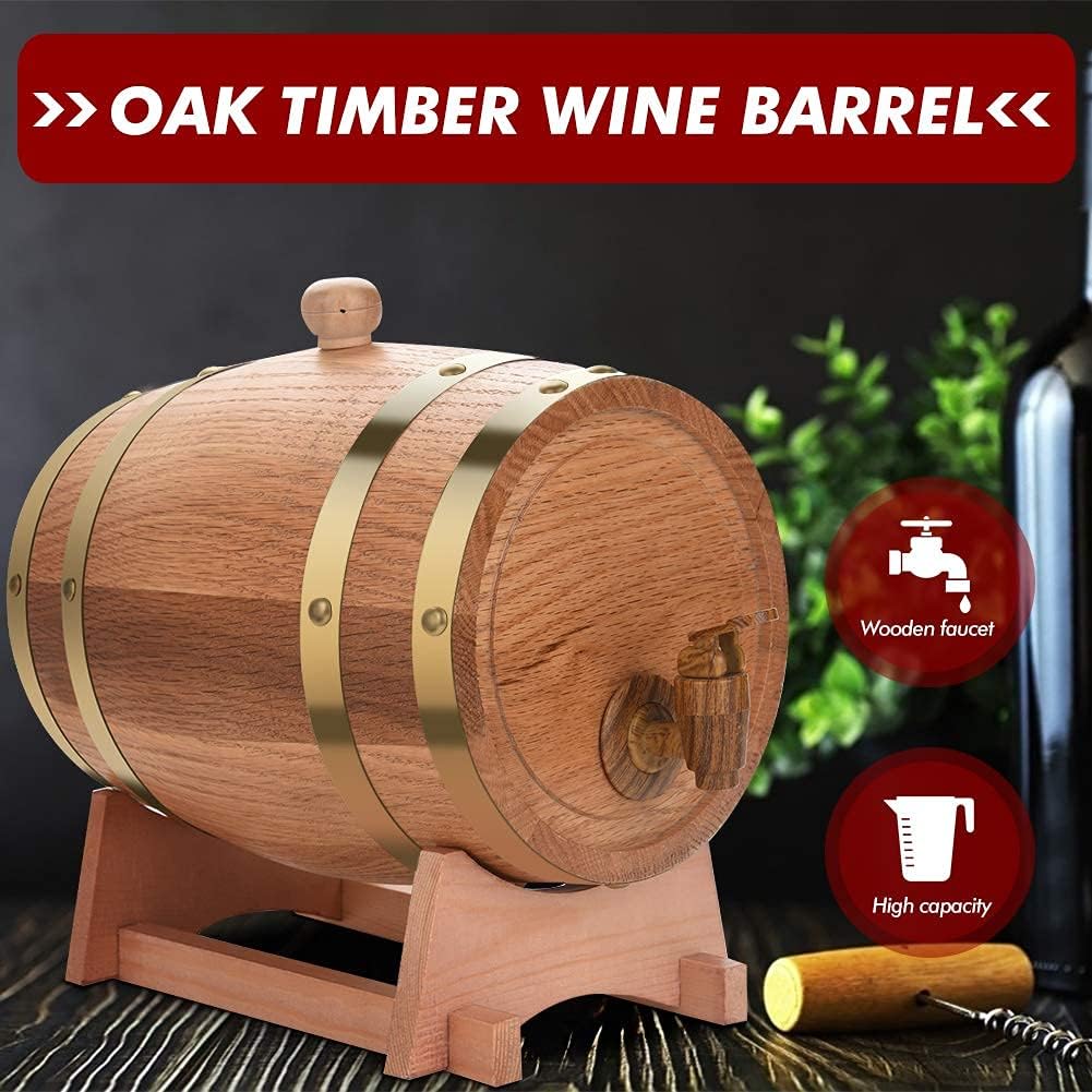 Cocoarm Eichenfass 3L Holzfass Weinfass Whiskyfass Weinspender zur Aufbewahrung von Whiskey Bourbon