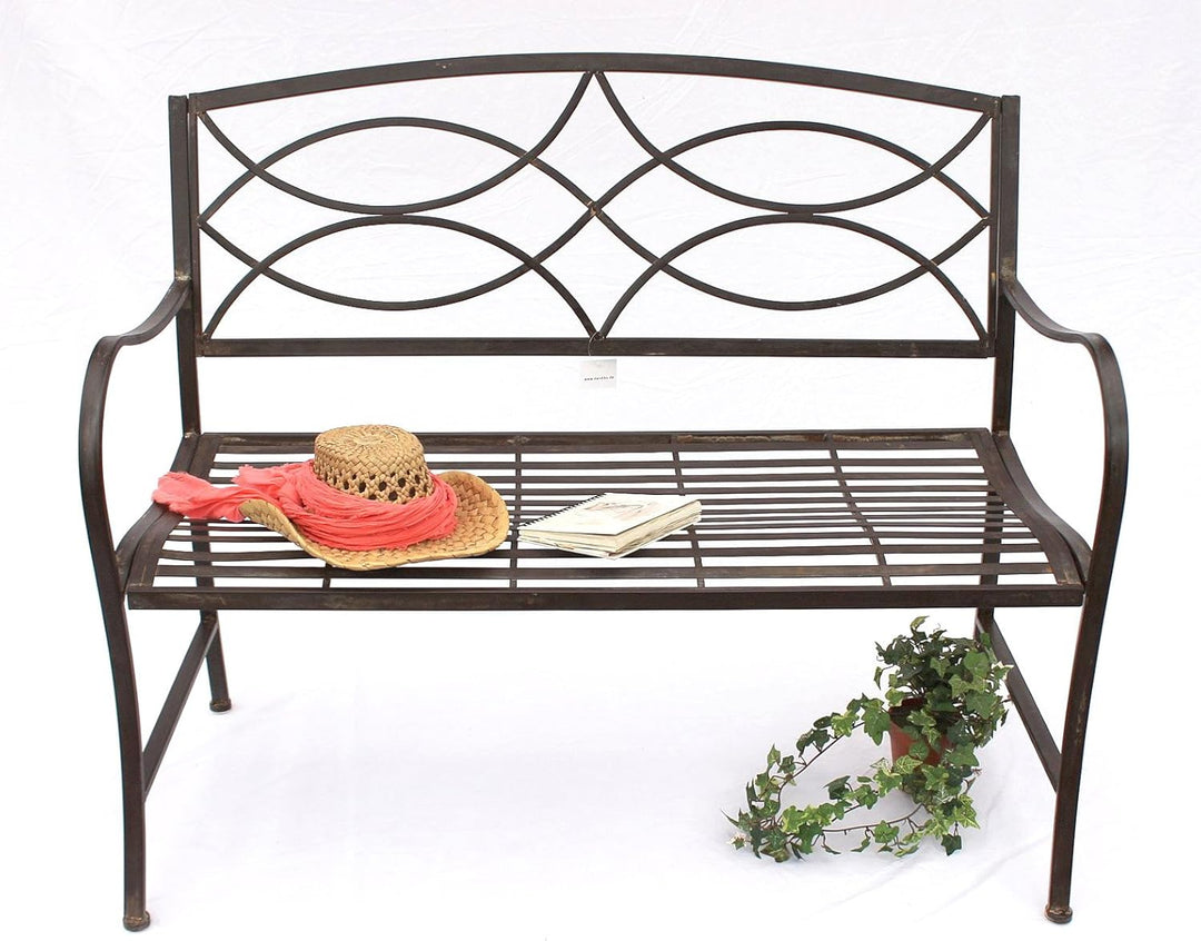 DanDiBo Gartenbank Metall Braun Wetterfest 109 cm Sitzbank 111185 2-Sitzer Bank Eisenbank Baumbank P