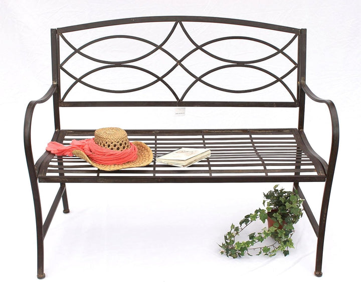 DanDiBo Gartenbank Metall Braun Wetterfest 109 cm Sitzbank 111185 2-Sitzer Bank Eisenbank Baumbank P