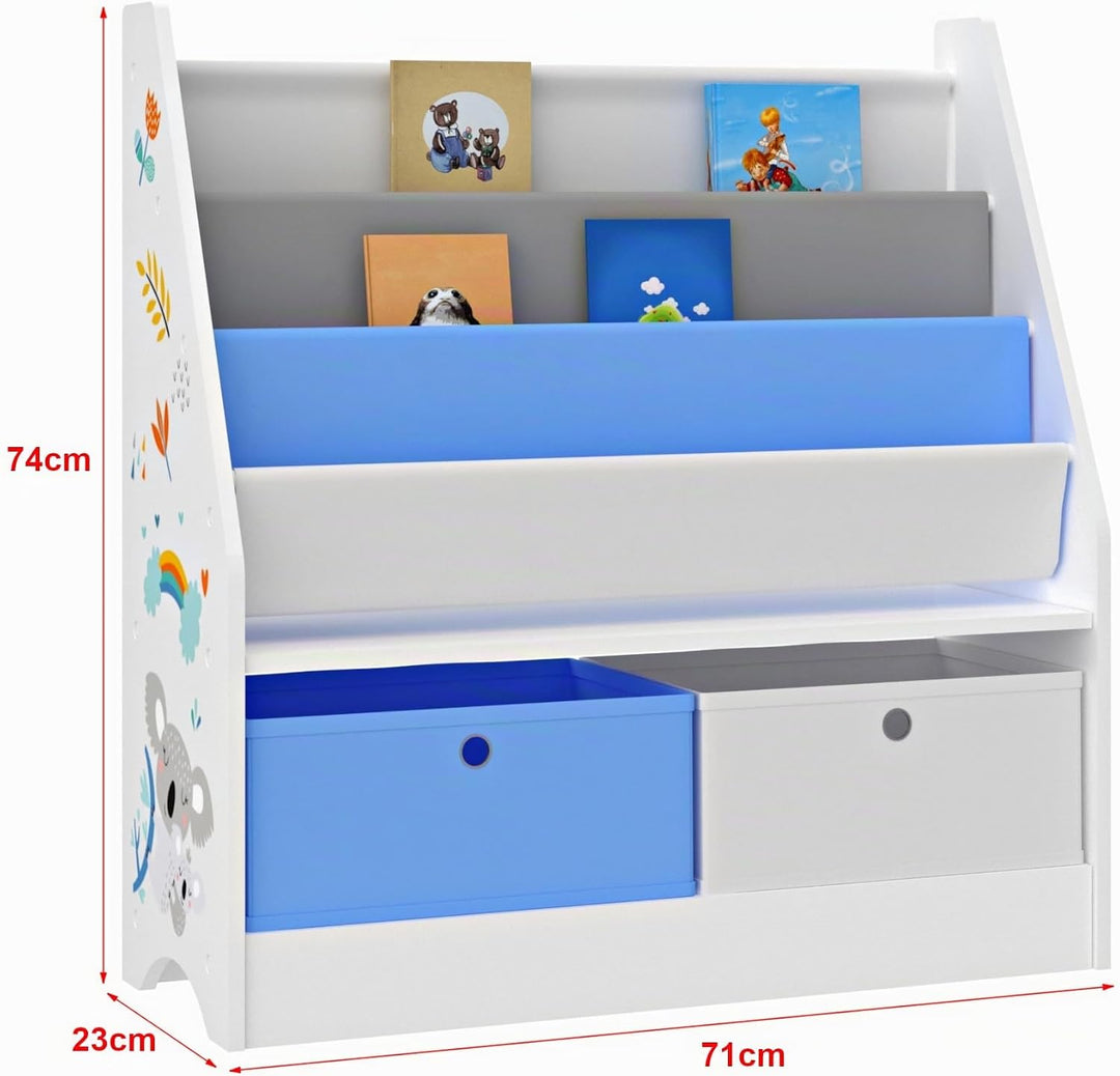 [en.casa] Kinderregal Neda Bücherregal für Kinder mit 3 Ablagefächern Koala-Motiv Spielzeug Aufbewah